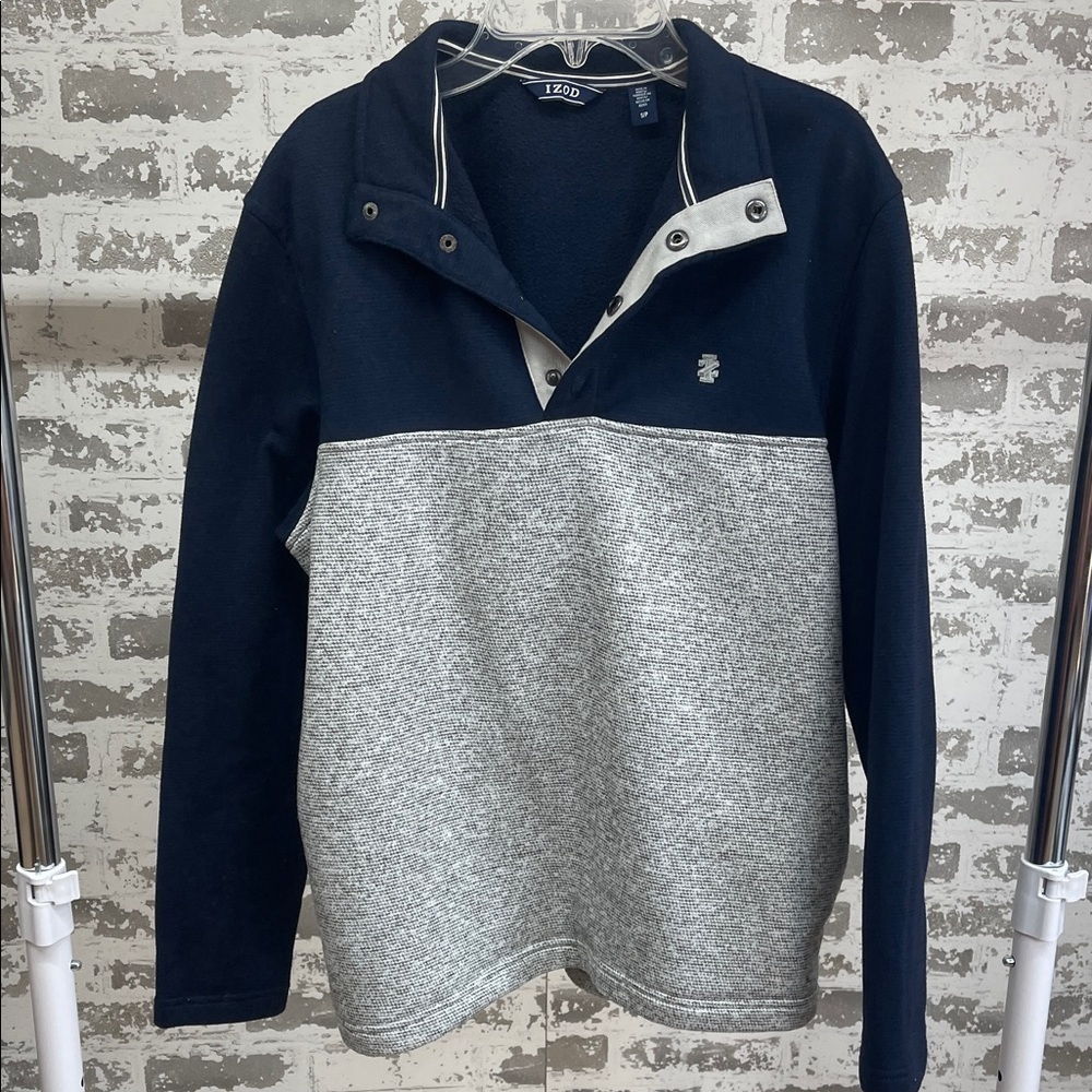 IZOD Men's Navy and Gray Sweater Pullover Jacket Size Small